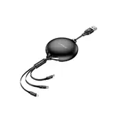 Usb Male To 8 Pin + Usb-C / Type-C + Micro Usb Male Interface Stretchable Charge Data Cable