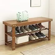 Shoe Rack, 2 Tier Bamboo Shoe Rack Bench Storage Organiser Made of 100% Natural Bamboo Max Load Capacity up to 100KG (Color : Wood Color, Size : 903045cm) (Color : Brown, Size : 90 * 30 * 45cm)