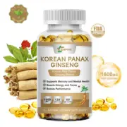 Korean Red Panax Ginseng 1600mg 120 Capsules Energy Libido Testosterone Booster