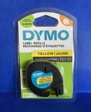DYMO LetraTag Yellow Plastic Label Refill 12mmx4m Personalise & Organise