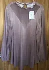 NEW LuLaRoe Women's Size Plus 2XL Clara Smock Blouse Top Mauve Ruffle Collar NWT
