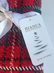 Bianca Christmas Red Plaid Fingertip Towels Set of 2 Made In Portugal