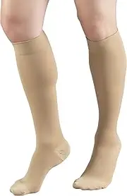 Truform Hmna 9808 compression stockings, regular 15-20 mmhg, below knee bk, men or women, closed toe, Beige, X-Large (Size D )