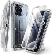 SUPCASE for iPhone 15 Pro Max Case with Screen Protector (Unicorn Beetle Pro), [Built-in Stand & Belt-Clip] [Military-Grade Protection] Full Body Heavy Duty Phone Case for iPhone 15 Pro Max, Clear