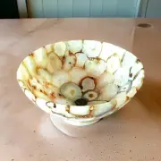 12"x4" White Agate Stone Wash Basin Handmade Powder Room Sink Hotel Countertop