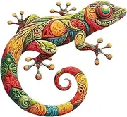 Gecko Wall Art - Metal Lizards Outdoor | Gecko Decor Outdoor Decorations, Iron Waterproof Colorful Sculpture Home Decorations, Garden Statues For Yard Fence Patio Indoor Outdoor