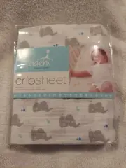 Aden + Anais Fitted Crib Sheet Grey White Elephant 100% Muslin Cotton