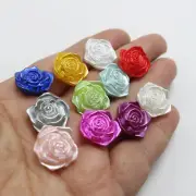 40 pcs Mixed Color Acrylic Pearl FlatBack Rose Flower Cabochon 0.71" Craft DIY