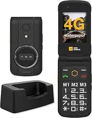 AGM M8 4G Rugged Flip Phone, Large Button Cell Phones for Seniors, Waterproof/Drop-Proof, SOS Side Key, Hearing Aid Compatible, Fast Dialing, 104dB Powerful Speaker, Big Keyboard, Dual SIM Cards