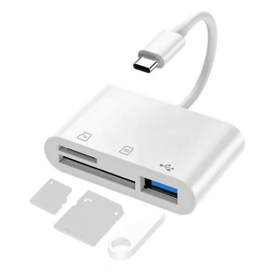 3-Port USB Type C to Card Reader Adapter SD Card Reader For MacBook Pro Laptop J