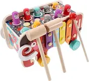 HOMOBABE 1Set Wooden Pounding for Educational Hammering Whack Game with Cartoon Design for Early Learning and Cognitive Development