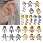 Stainless Steel Stud Earrings Opal Earrings Piercing Ear