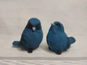 New! Set of 2 Blue Birds Bluejays Shelf Sitter Table Decor Figurine Resin Spring