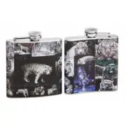 Full Color White Tiger Collage on 6 oz Flask