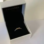 Authentic Pandora Silver 14k Gold Cute Bow Ring Size 54