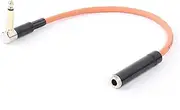 ROBAUN Right Angle 1/4 Inch TS Male to Straight 6.5 Stereo Female Audio Cable 90 Degree 6.35 Bend Audio Extension Cord(Orange,15m)