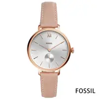 在飛比找momo購物網優惠-【FOSSIL】典藏雅韻小秒針真皮腕錶-銀白/36mm(ES