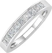 [FINEROCK] 1/2 Carat Channel Set Princess Cut Diamond Wedding Band Ring in 14K Gold - IGI Certified