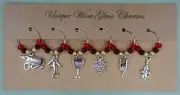 Wine Glass Charms Wine Themed Set #4 Handcrafted Set of 6