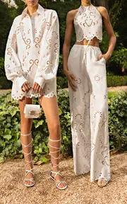 [Zuhair Murad] Eyelet Cotton Cropped Top