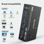 USB 3.0 HDMI KVM Switch 2X2 8K@60Hz Dual Monitor Extended Display Switcher 2 PC