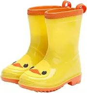 [Addace] Kids Rain Boots, Cute Yellow Duck Face Rain Boots for Toddler and Little Kids, Perfect in Rainy Day, Outdoor and Go Fishing