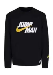 Nike Boys Size S,M Jumpman Graphic Pullover Logo Sweatshirt 95A677-023 Black