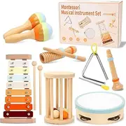 SeZhuoL Toddler Musical Instruments, Montessori Wooden Percussion Instruments Toys for Kids, Musical Instruments Set for Kids, Kids Preschool Education Musical Toy, Gift for Boys Girls