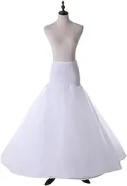 [Ztexkee] White Wedding Petticoat for Women One Hoop Skirt Petticoat Long Petticoat for Wedding Bridal Dress Ball Gown, White