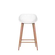 Set of 2 Leerdam Kitchen Counter Bar Stools Metal Frame - White - White