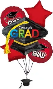 PMU Graduation "Congrats Grad" Balloon Bouquet (5/Pkg) Pkg/1