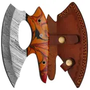 Damascus Handmade Pizza Slicer, Cutter with Resin Handle Ulu Knife, Ullu Knife
