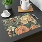 Vintage Floral Placemat Flower Pattern Cotton Dining Table Mat Cloth