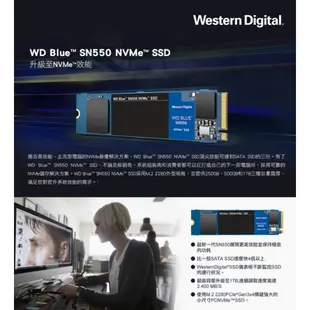 WD威騰 SN550 SSD 固態硬碟 M.2 250GB 500GB 1TB 藍標 PCIE M.2