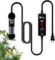 AquaMiracle 25W Small Aquarium Heater Fish Heater, Super Mini Fish Tank Heater Turtle Tank Heater for 3-5 Gal Tanks, with Dual LED Display, Dry-Run/Overheating Protection & Memory Function
