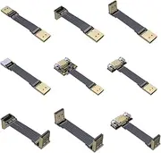 ADT-Link Displayport to Displayport FPV Flat Cable Up Down Angled Flat Mount Male to Male/Female 1.4 1.2 with Fixing Hole for Graphics Card (10cm, P7A-P8TMale-Female)