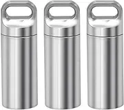 3PCS Pill Holder, Portable Pill Cases, Waterproof Daily Pill Container Holder, Portable Organizer Medicine Dispenser for Outdoor Camping Traveling (Silver, 4.85 * 1.55cm)