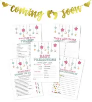 Inkdotpot Star Baby Shower Games Bundle With Coming Soon Gold Bunting-VQd