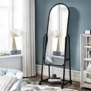 Full Length Mirror with Wheels Body Standing Hanging Floor Swivel Tilting Wall Mounted Arch Dressing Makeup Bedroom Hallway Storage Rack Black