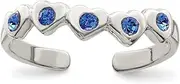 [JewelryWeb] 925 Sterling Silver Solid Blue CZ Simulated Diamond Love Heart toe ring