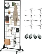 Gridwall Rack Panels Grid Display Stand with Hooks And Idler Wheel, Display R...