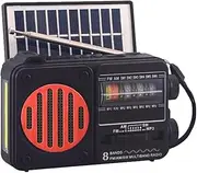 Clisted Mini Radio with Solar Pocket FM AM SW Radios Receiver Built-in Speaker Wireless Bluetooth Music Player with LED Light,B