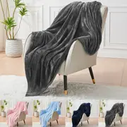 LINENOVA Flannel Fleece Blanket 300GSM Lightweight Plush Fuzzy Cozy Soft Blanket Throw Twin Queen Size