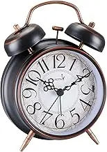 FLOITTUY Loud Alarm for Deep Sleepers 4'' Retro Twin Bell Alarm Clock with Backlight for Bedroom and Home Decoration(Retro Black)