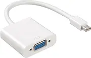 Mini Display Port Male to VGA Female Adapter, JR Joyreaap VGA Adapter FHD Mini DP to VGA Converter Gold Plated, Thunderbolt Supported, Compatible with Laptop, PC (15cm White)