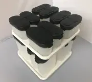 TUPPERWARE SPICE SHAKERS & CAROUSEL SET BLACK WHITE 8 SMALL 8 LARGE SHAKERS 17pc