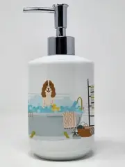 Russian Spaniel in Bathtub Ceramic Soap Dispenser Hand Soap Dispenser Pump