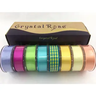 【Crystal Rose緞帶】經典雙緞面+格紋緞帶 4款 緞帶組合/8入>>送燙金收納禮盒