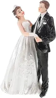 HOUDERCO Resin Bride and Groom Cake Topper Delicate Wedding Decor Romantic Figurines for Cakes Compact Ornament for Wedding Celebrations and Home Decoration European Charm