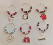 Christmas Drink Markers-Wine Glass Charms Set of 6
